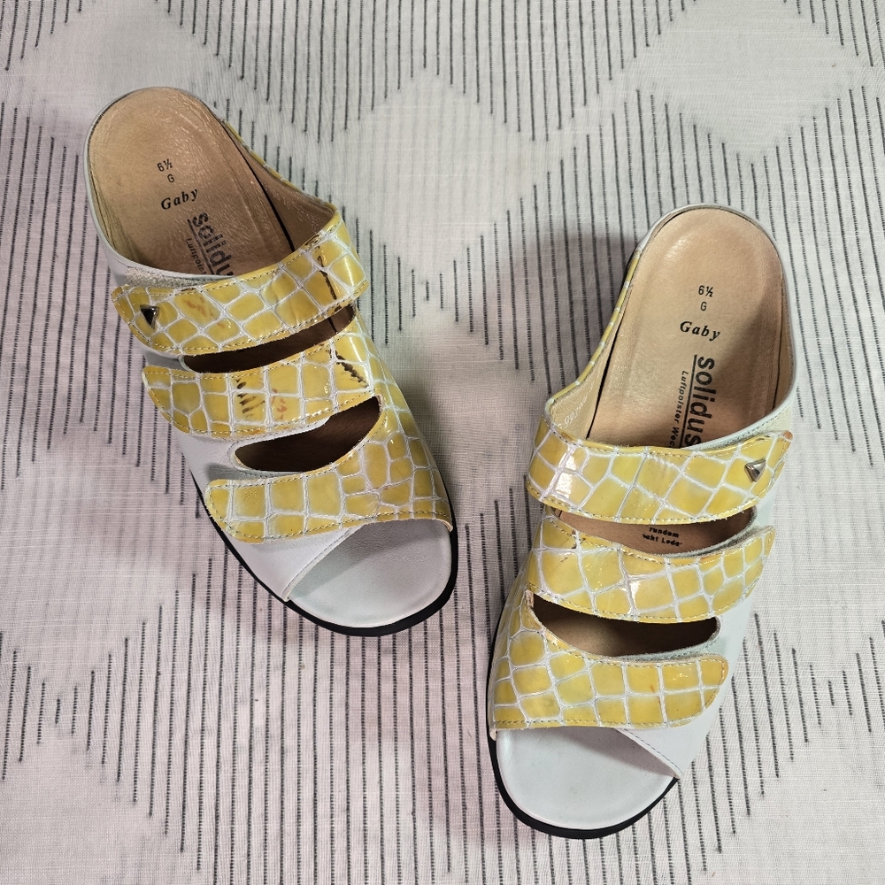 Solidus Comfort Mule Shoe Gaby Green Crocodile Print Leather